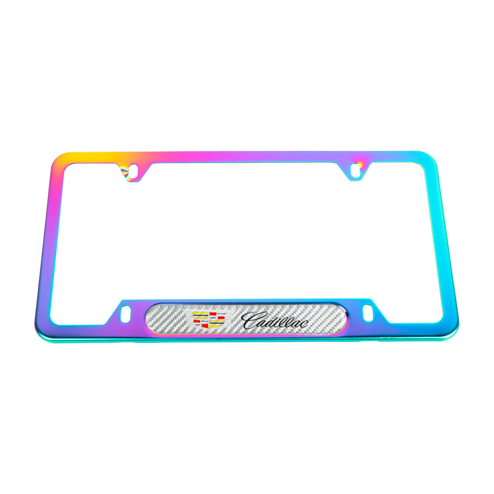 Brand New Universal 2PCS Cadillac Neo Chrome Metal License Plate Frame