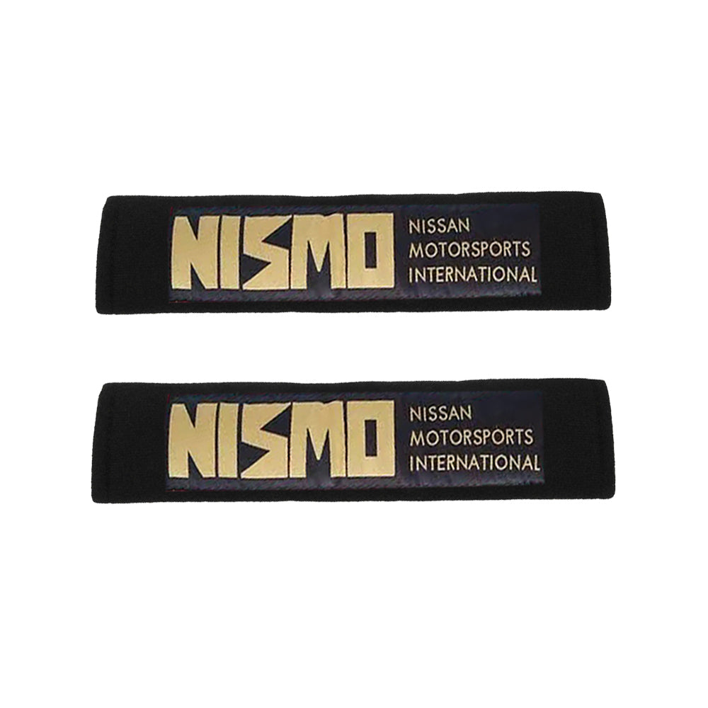 Brand New 2PCS JDM Nissan Nismo Black Racing Logo Embroidery Seat Belt Cover Shoulder Pads New