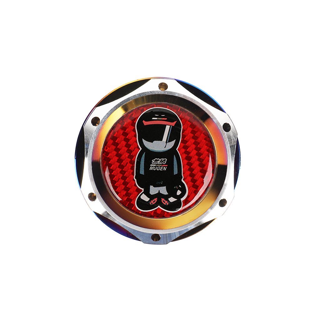 Brand New Jdm Mugen Racer Burnt Blue Engine Oil Cap With Real Carbon Fiber Mugen Racer Sticker Emblem For Honda / Acura