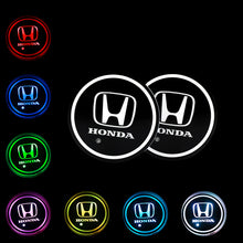 Load image into Gallery viewer, BRAND NEW UNIVERSAL 2PCS HONDA Switchable Seven Colorful LED Car Cup Holder Mat Coaster Pad