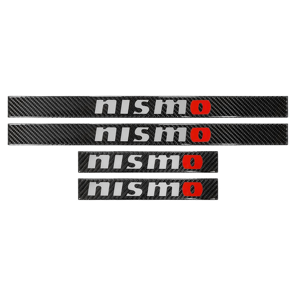 Brand New 4PCS Universal Nismo Real Carbon Fiber Black Car Door Scuff Sill Cover Panel Step Protector