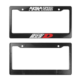 Brand New Universal 2PCS JDM INITIAL D AKINA SPEEDSTAR ABS Plastic Black License Plate Frame