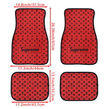 Load image into Gallery viewer, Brand New 4PCS UNIVERSAL SUPREME RED Racing Fabric Car Floor Mats Interior Carpets