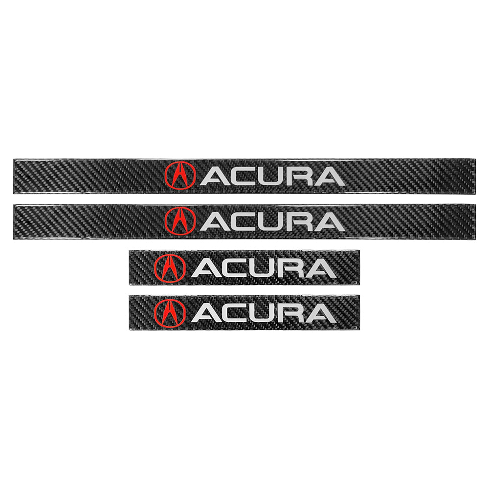 Brand New 4PCS Universal Acura Real Carbon Fiber Black Car Door Scuff Sill Cover Panel Step Protector