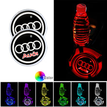 Load image into Gallery viewer, BRAND NEW UNIVERSAL V2 2PCS AUDI Switchable Seven Colorful LED Car Cup Holder Mat Coaster Pad