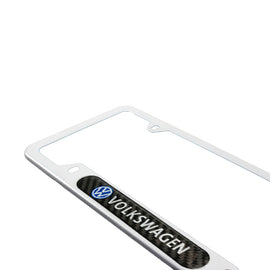Brand New Universal 1PCS VOLKSWAGEN Silver Metal License Plate Frame