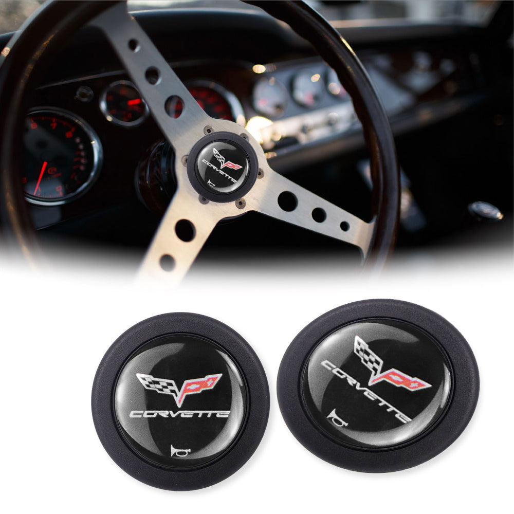 Brand New Universal Corvette Car Horn Button Black Steering Wheel Center Cap