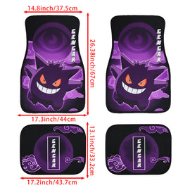 Brand New 4PCS UNIVERSAL POKEMON GENGAR Fabric Car Floor Mats Interior Carpets