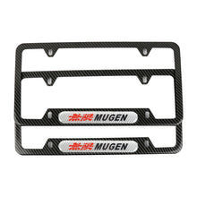 Load image into Gallery viewer, Brand New Universal 2PCS MUGEN Carbon Fiber Look Metal License Plate Frame