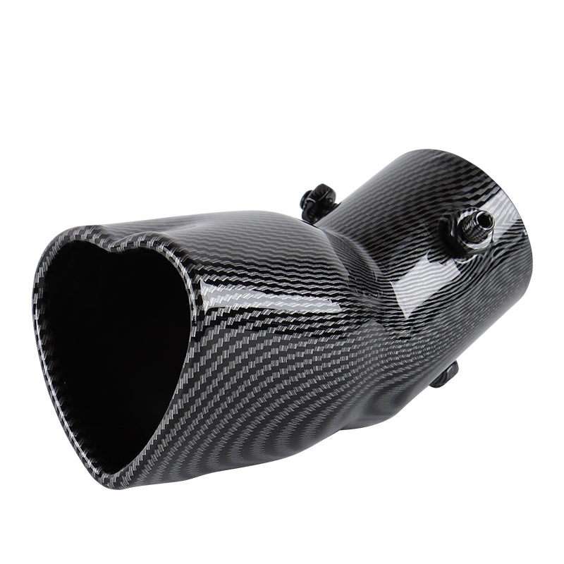 Brand New Universal Carbon Fiber Look Heart Shaped Stainless Steel Car Exhaust Pipe Muffler Tip Trim Bend