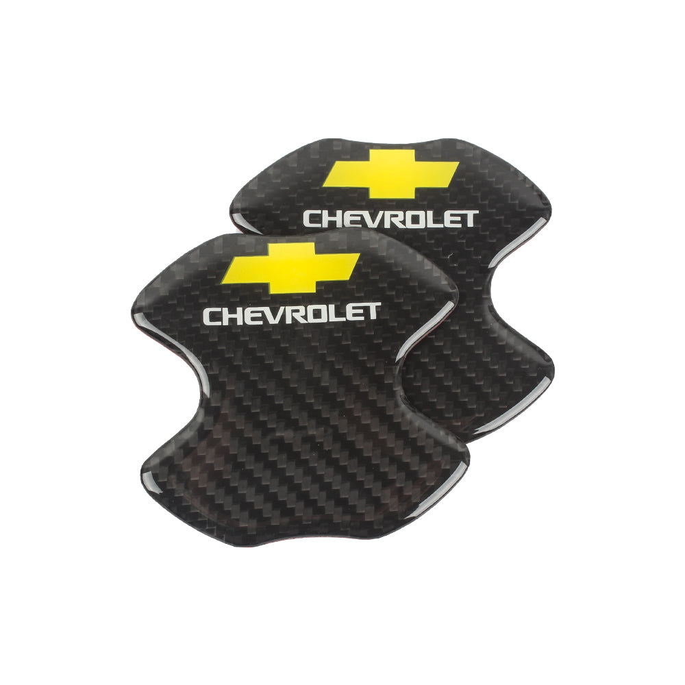 BRAND NEW UNIVERSAL 2PCS CHEVROLET REAL CARBON FIBER ANTI-SCRATCH DOOR HANDLE PROTECTOR