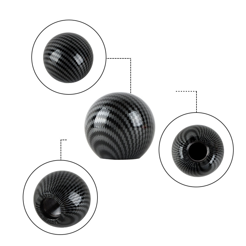 BRAND NEW UNIVERSAL JDM Aluminum Carbon Fiber Style Round Ball Manual Gear Stick Shift Knob Universal M8 M10 M12
