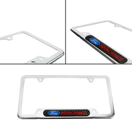 Brand New Universal 1PCS FORD RACING Chrome Metal License Plate Frame