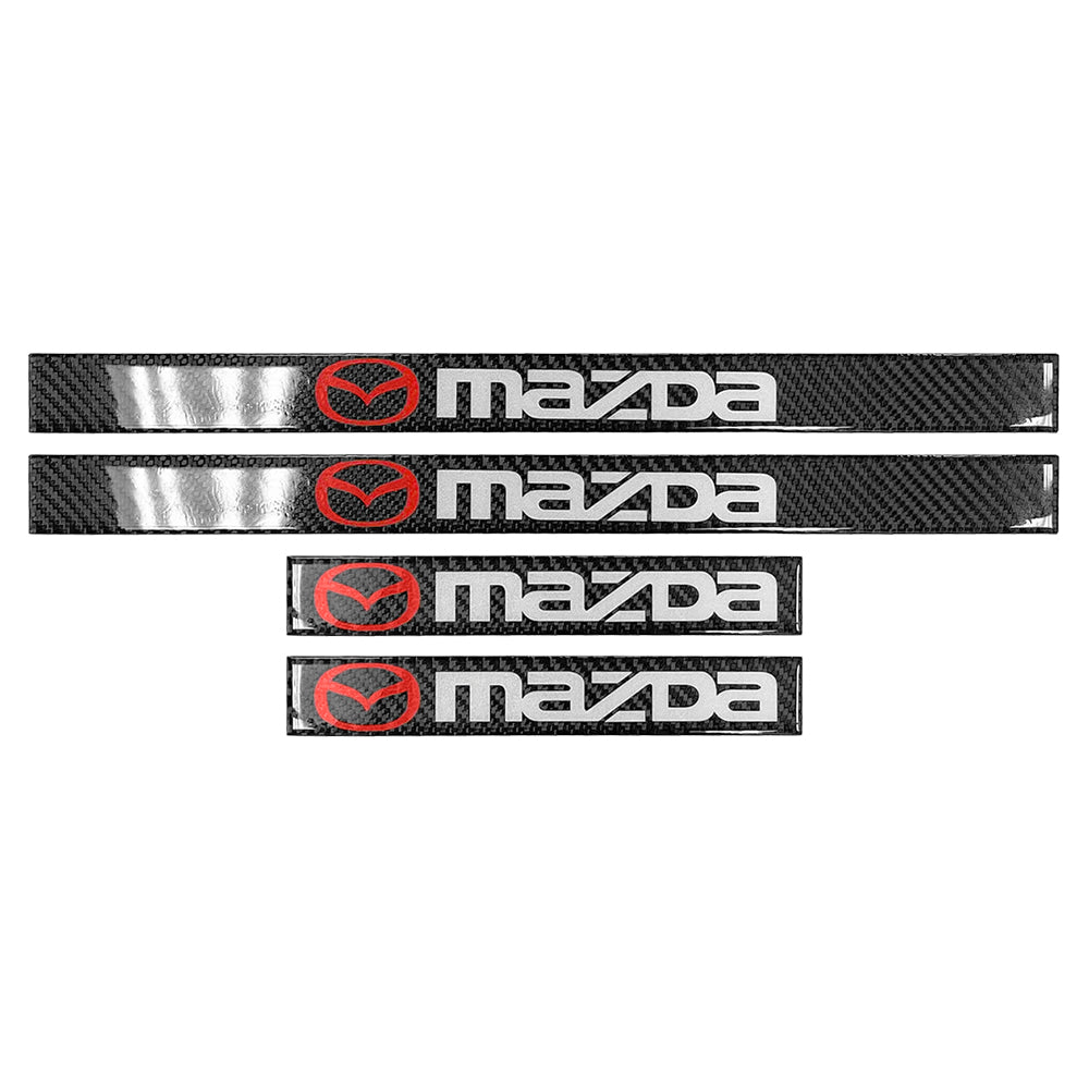 Brand New 4PCS Universal Mazda Real Carbon Fiber Black Car Door Scuff Sill Cover Panel Step Protector