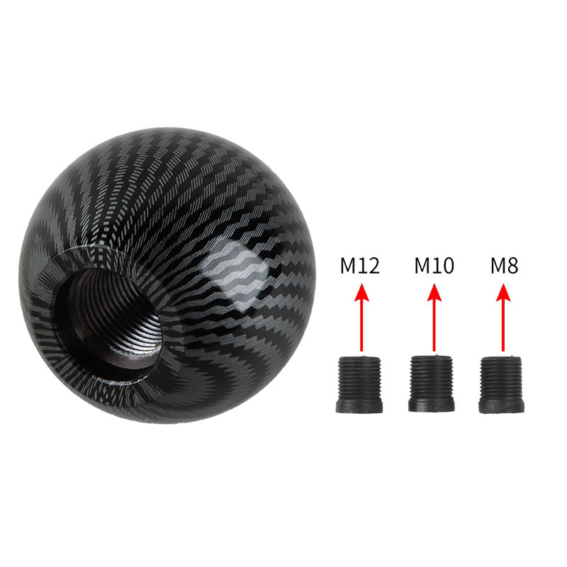 BRAND NEW UNIVERSAL MOMO JDM Aluminum Carbon Fiber Style Round Ball Manual Gear Stick Shift Knob Universal M8 M10 M12