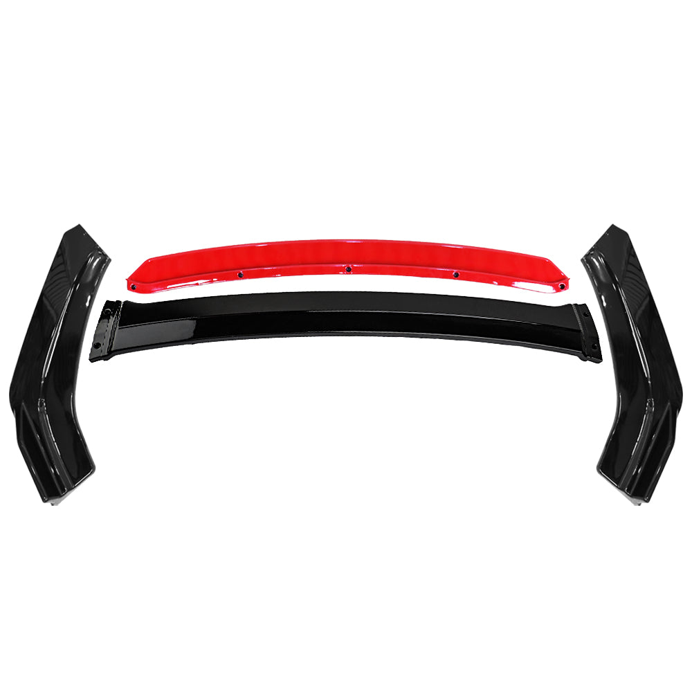 BRAND NEW 4PCS Universal Front Bumper Lip Spoiler Splitter Protector Glossy Black/Red