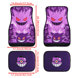 Brand New 4PCS UNIVERSAL POKEMON GENGAR Fabric Car Floor Mats Interior Carpets
