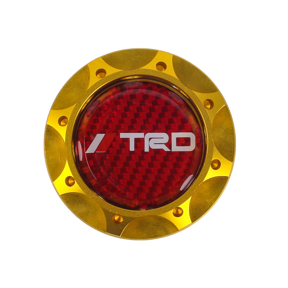 Brand New Toyota TRD Real Carbon Fiber Sticker ALUMNIUM Gold Billet Engine Oil FILLER Cap