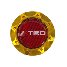 Load image into Gallery viewer, Brand New Toyota TRD Real Carbon Fiber Sticker ALUMNIUM Gold Billet Engine Oil FILLER Cap