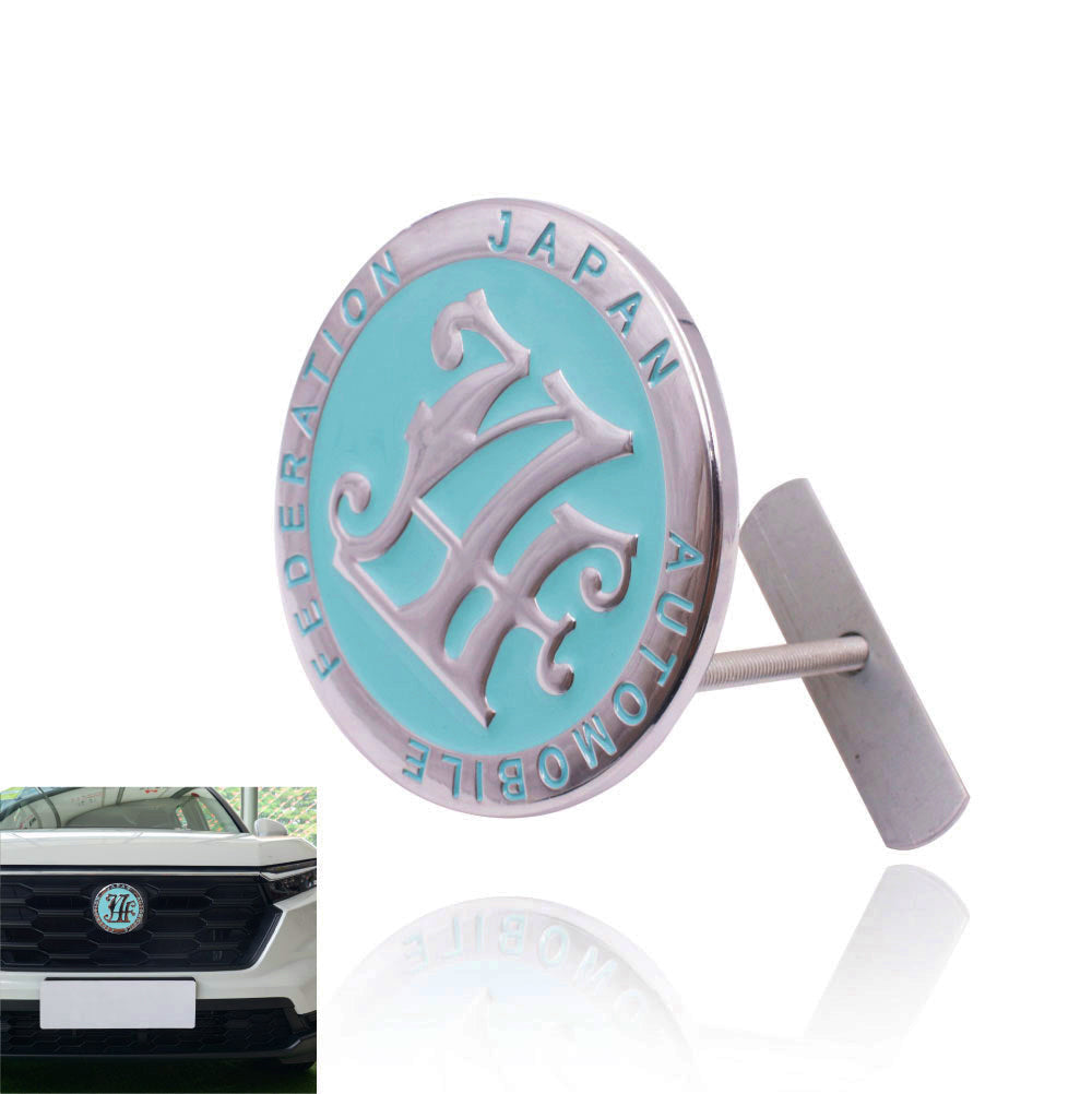 Brand New Universal Japan Automobile Federation JAF METAL Teal Emblem Badge Cars Front Grille