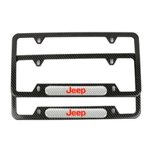 Load image into Gallery viewer, Brand New Universal 2PCS JEEP Carbon Fiber Look Metal License Plate Frame