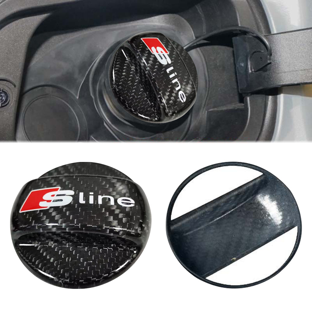 BRAND NEW UNIVERSAL SLINE Real Carbon Fiber Gas Fuel Cap Cover For Audi