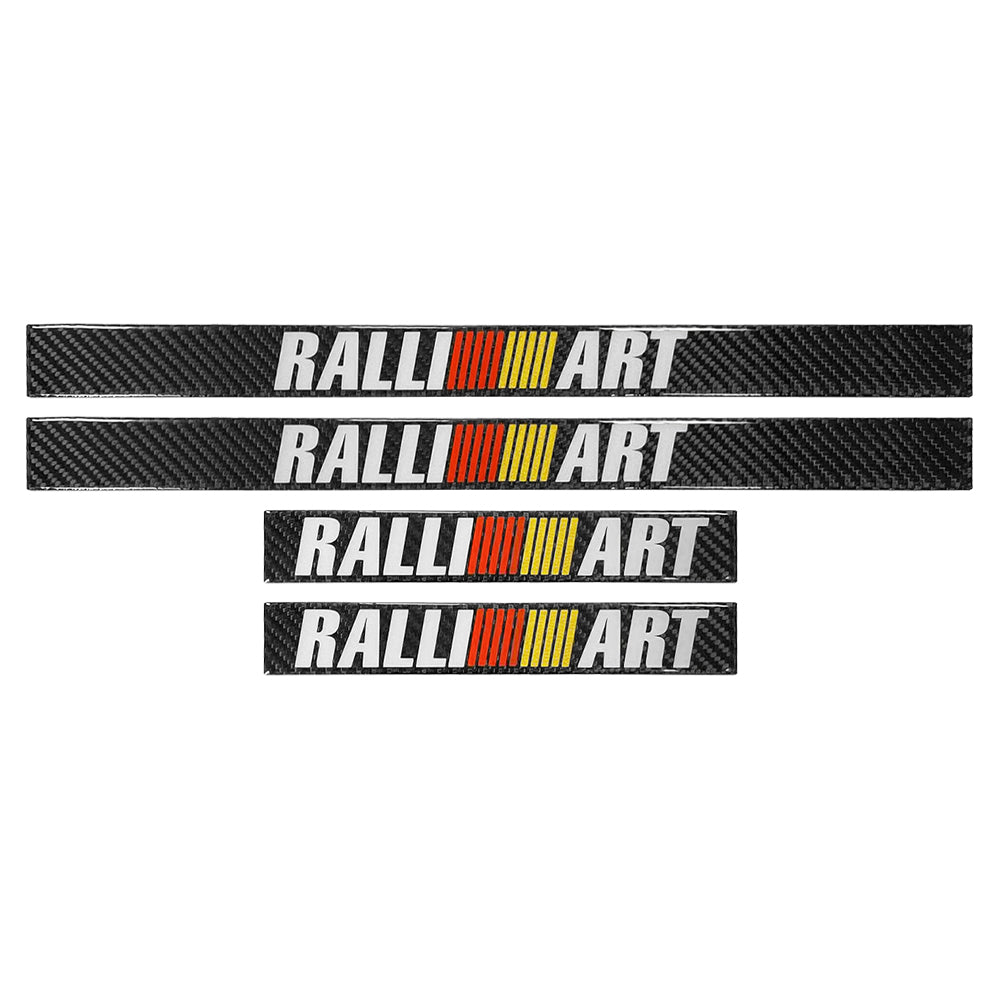 Brand New 4PCS Universal Ralliart Real Carbon Fiber Black Car Door Scuff Sill Cover Panel Step Protector