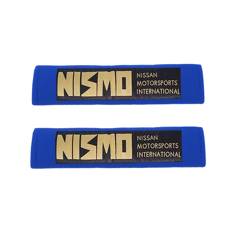 Brand New 2PCS JDM Nissan Nismo Blue Racing Logo Embroidery Seat Belt Cover Shoulder Pads New