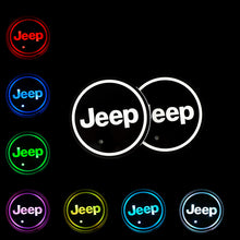 Load image into Gallery viewer, BRAND NEW UNIVERSAL 2PCS JEEP Switchable Seven Colorful LED Car Cup Holder Mat Coaster Pad