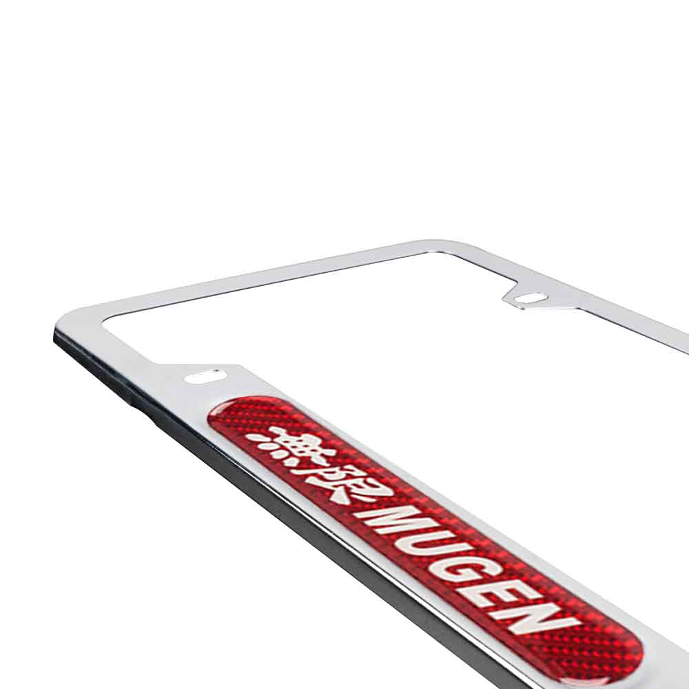 Brand New Universal 2PCS MUGEN Chrome Metal License Plate Frame