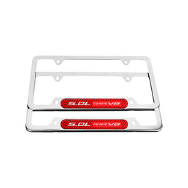 Brand New Universal 2PCS 5.0L COYOTE V8 Chrome Metal License Plate Frame