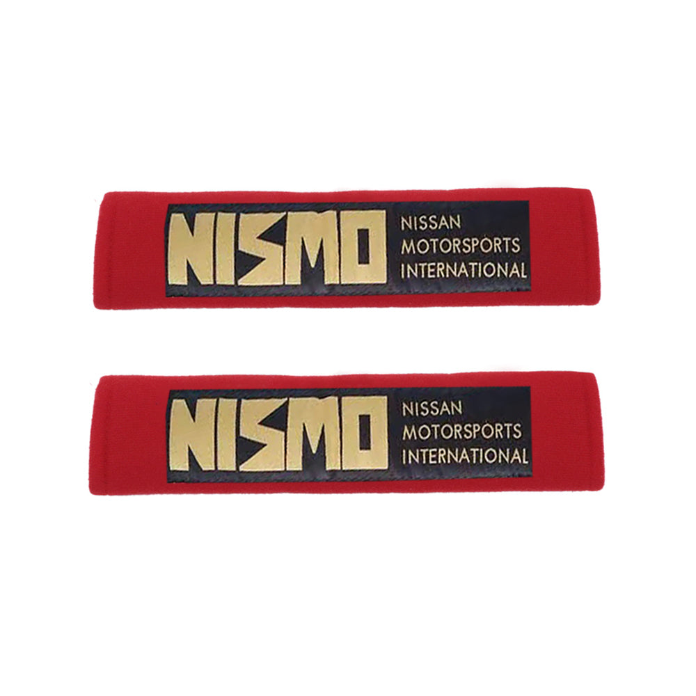 Brand New 2PCS JDM Nissan Nismo Red Racing Logo Embroidery Seat Belt Cover Shoulder Pads New