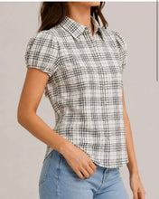 Load image into Gallery viewer, 2026 New Women Vintage Plaid Shirt Short Sleeve Puff Sleeve Top Fashion Versatile Casual Blouse Limited Stock Hot Must Have Daily Outfit