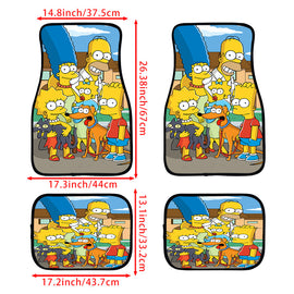 Brand New 4PCS UNIVERSAL THE SIMPSONS Fabric Car Floor Mats Interior Carpets