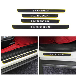 Brand New 4PCS Universal Lincoln Yellow Rubber Car Door Scuff Sill Cover Panel Step Protector