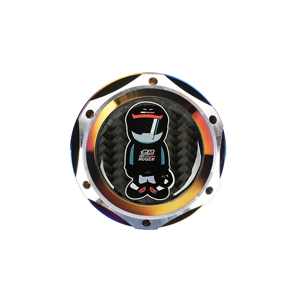 Brand New Jdm Mugen Racer Burnt Blue Engine Oil Cap With Real Carbon Fiber Mugen Racer Sticker Emblem For Honda / Acura