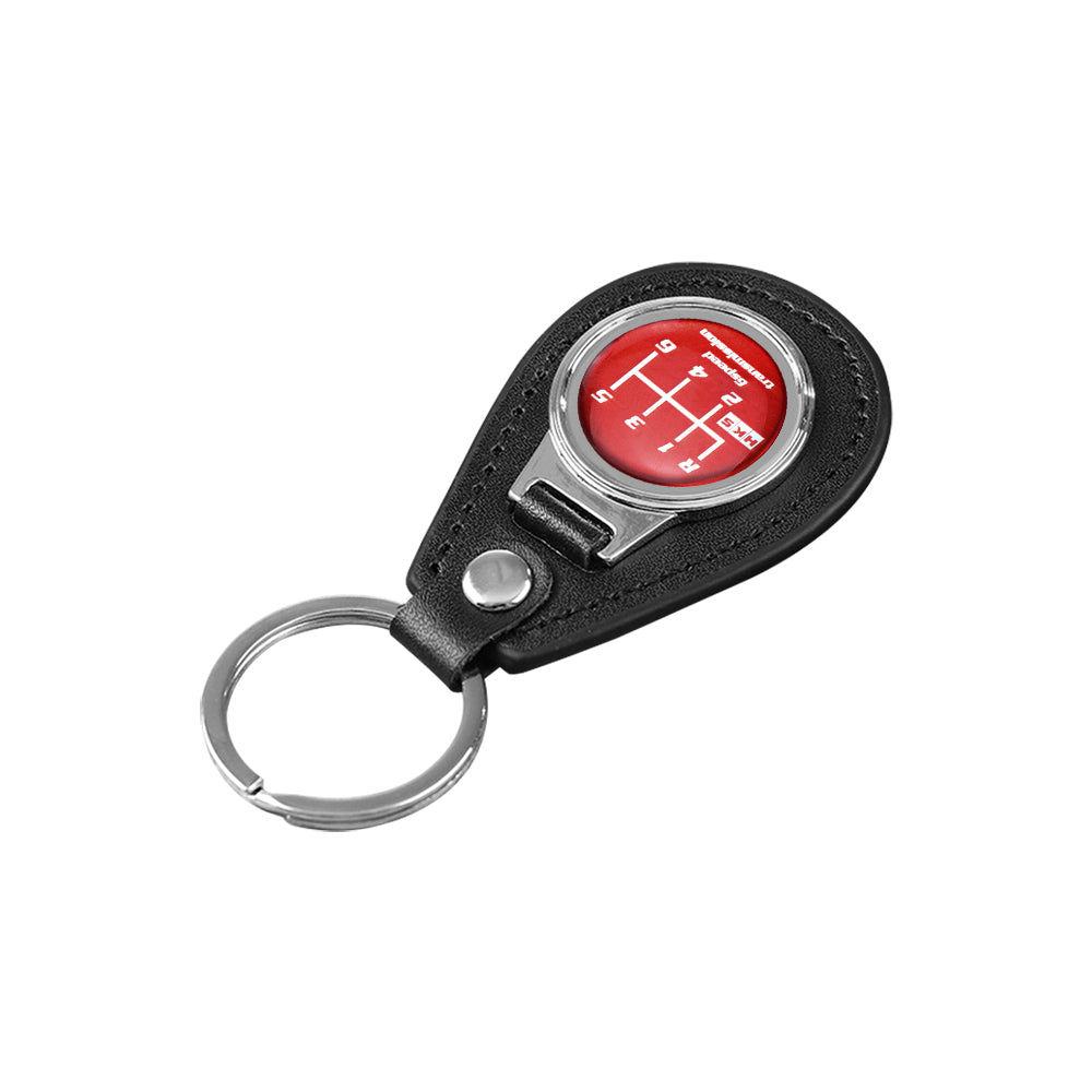 Brand New HKS 6 Speed Black Leather Keychain Keyfob Silver Keyring JDM Gift
