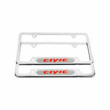 Load image into Gallery viewer, Brand New Universal 2PCS HONDA CIVIC Chrome Metal License Plate Frame