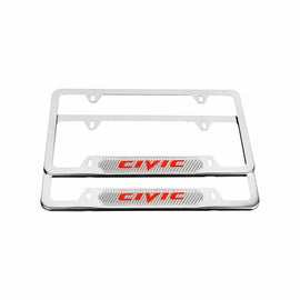 Brand New Universal 2PCS HONDA CIVIC Chrome Metal License Plate Frame