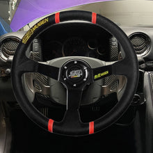 Load image into Gallery viewer, Brand New 350mm 14" Deep Dish Racing Mugen Black Steering Wheel PVC Leather Black Spoke