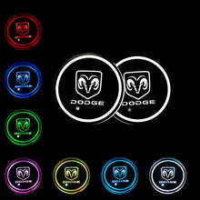 Load image into Gallery viewer, BRAND NEW UNIVERSAL 2PCS DODGE Switchable Seven Colorful LED Car Cup Holder Mat Coaster Pad