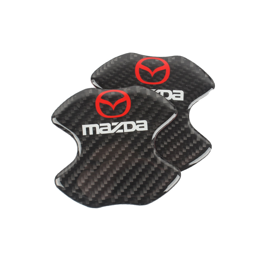 BRAND NEW UNIVERSAL 2PCS MAZDA REAL CARBON FIBER ANTI-SCRATCH DOOR HANDLE PROTECTOR