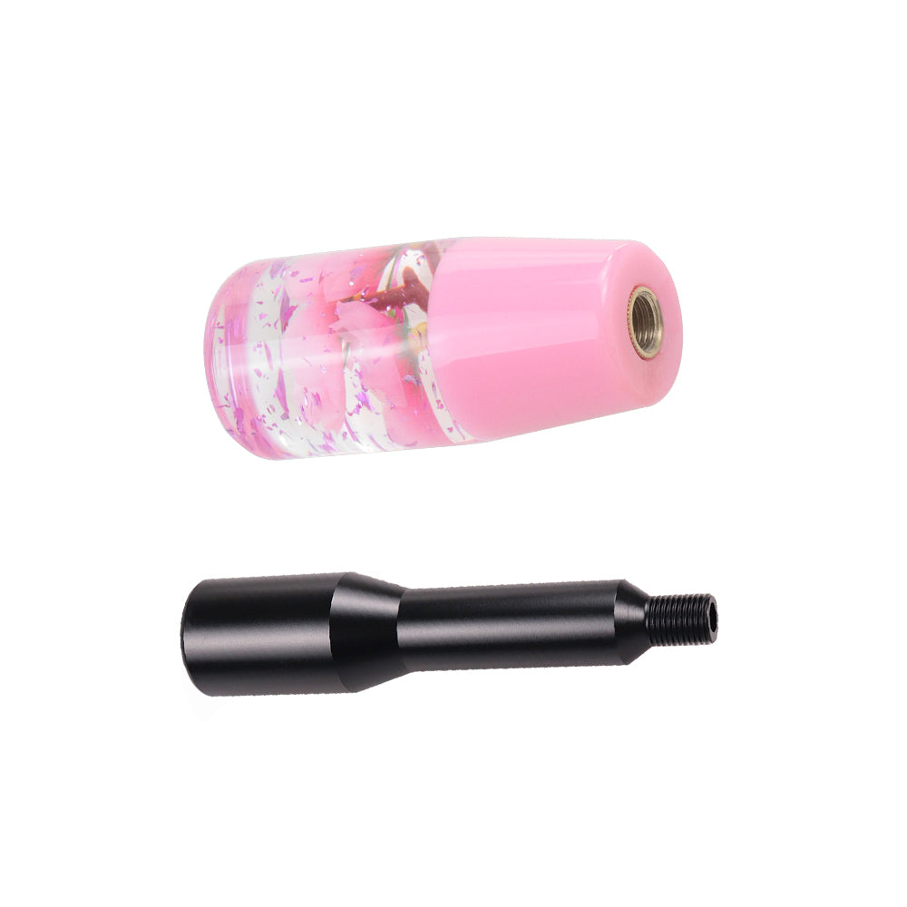 Brand New JDM Glitter Pink Rose Flowers Manuel Gear Stick Shift Knob M8 M10 M12 & Black Shifter Extender Extension