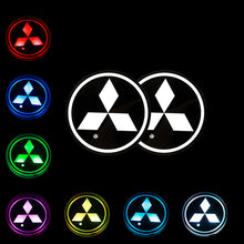 Load image into Gallery viewer, BRAND NEW UNIVERSAL 2PCS MITSUBISHI Switchable Seven Colorful LED Car Cup Holder Mat Coaster Pad