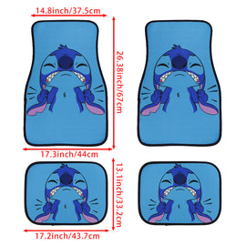 Brand New 4PCS UNIVERSAL Disney Stitch Fabric Car Floor Mats Interior Carpets