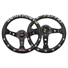 Load image into Gallery viewer, Brand New 13&quot; Bride Power Racing Gold Stitching Leather Geniune Sport Steering Wheel w Horn Button