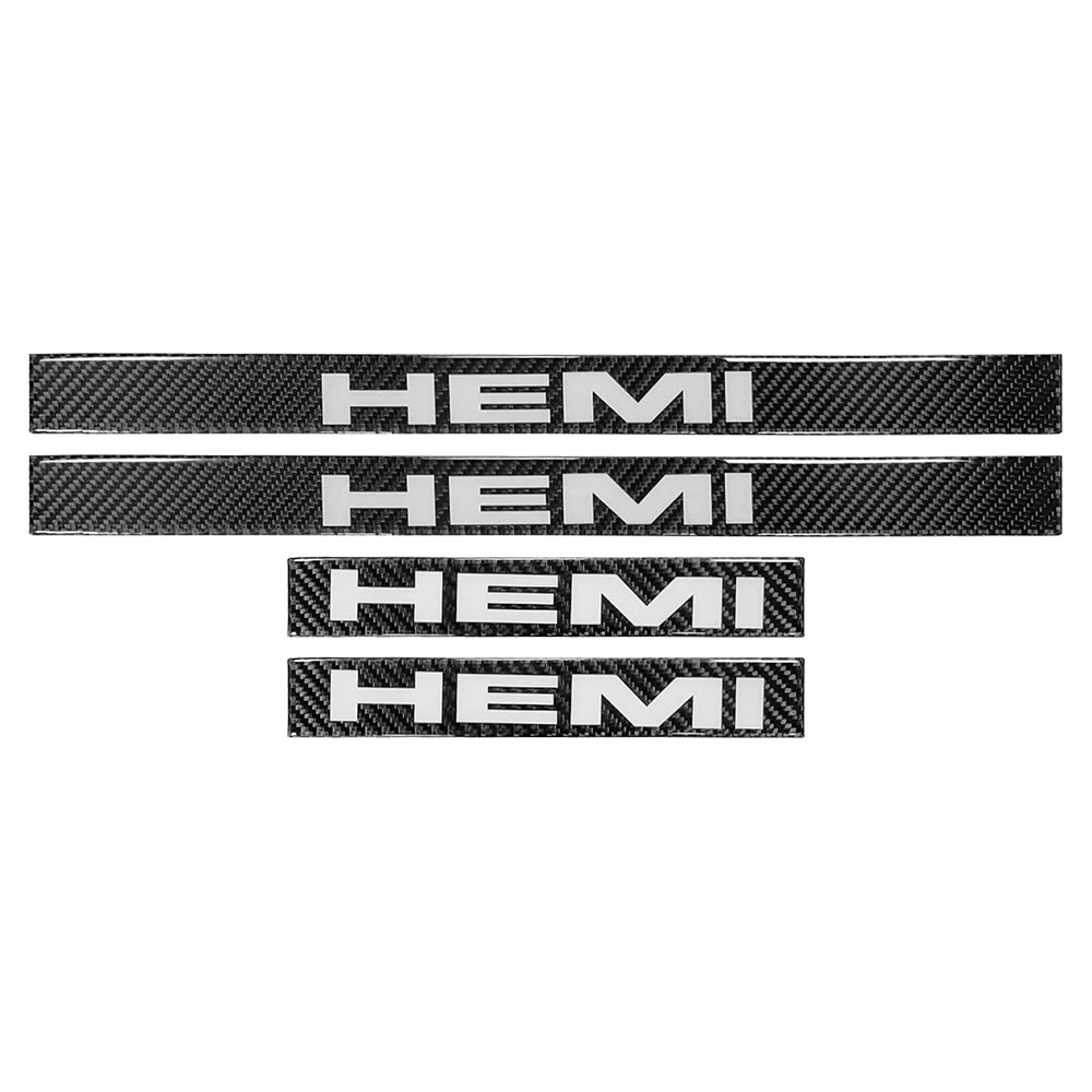 Brand New 4PCS Universal HEMI Real Carbon Fiber Black Car Door Scuff Sill Cover Panel Step Protector