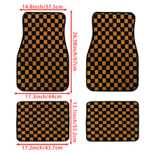 Load image into Gallery viewer, Brand New 4PCS UNIVERSAL CHECKERED ORANGE Racing Fabric Car Floor Mats Interior Carpets