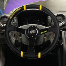 Load image into Gallery viewer, Brand New 350mm 14" Deep Dish Racing Mugen Black Steering Wheel PVC Leather Black Spoke