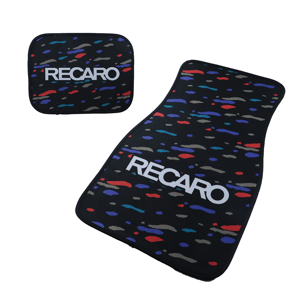 Brand New Universal 4PCS V2 RECARO STYLE Racing Black Fabric Car Floor Mats Interior Carpets